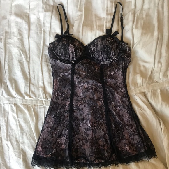 Black + Pink Lace Babydoll - NWOT - Picture 4 of 10